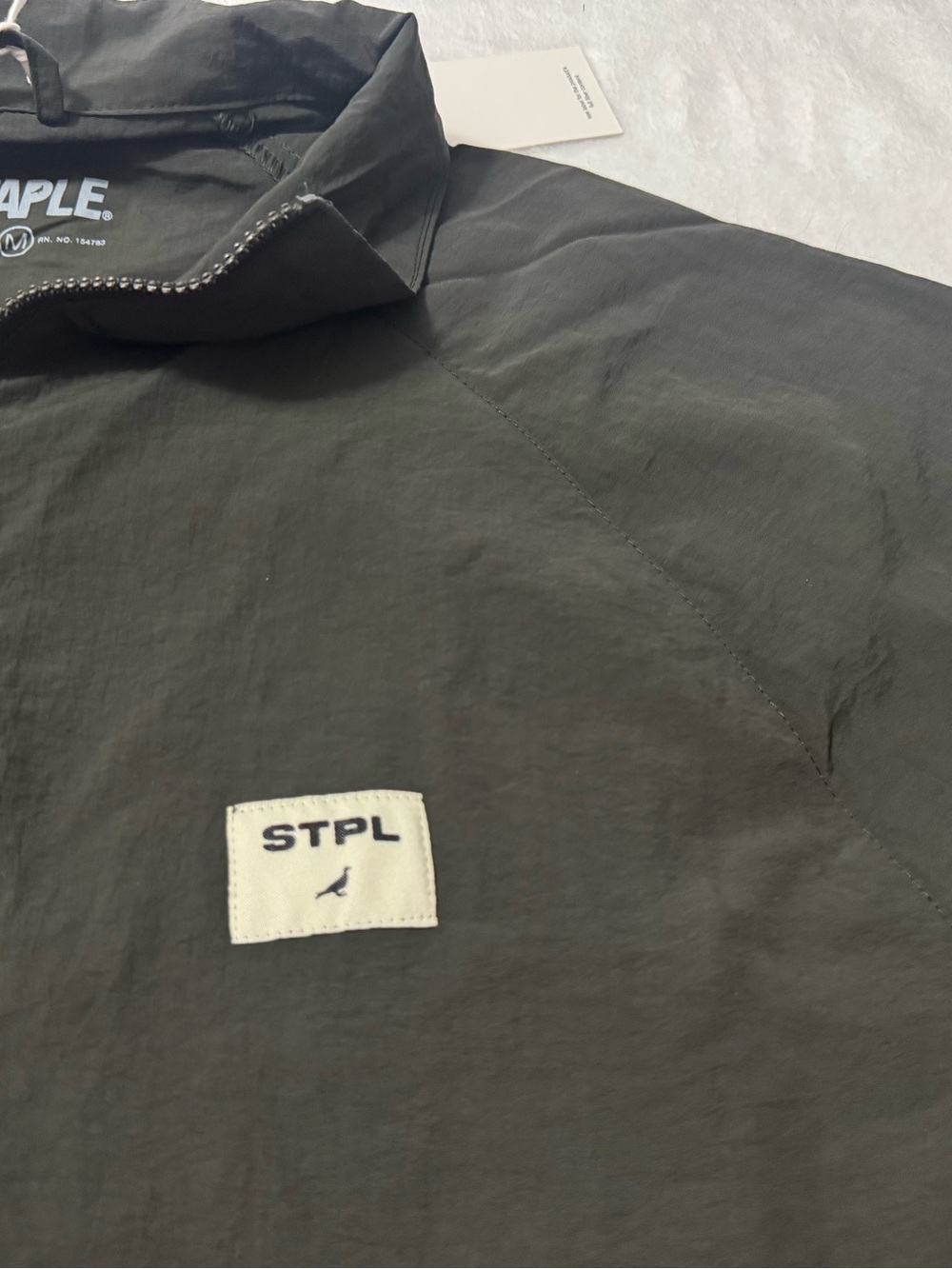 Staple Men’s Quarter Zip Long Sleeve Windbreaker Jacket Olive Green Size M - Picture 3 of 10